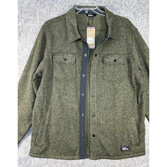 NEW Eddie Bauer Men’s Sweater Fleece Snap Shirt Jacket Green Size 2XL Outdoors - Picture 5 of 13